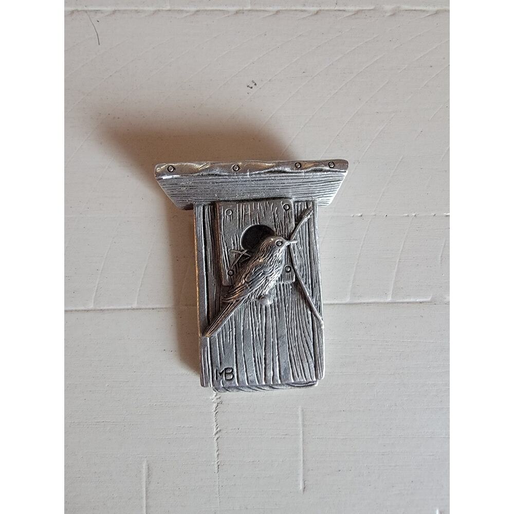Vintage MB Marjolein Bastin Pewter Bird House Pendant Bird Lovers Pendant